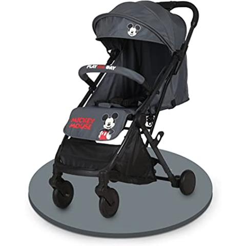 License Strollers Disney Mickey Mouse Travel Stroller 0 36 Months, Compact Design, Storage Basket, Rear Breaks, Travel Compatible, Trolley Handle And More, Charcoal Grey